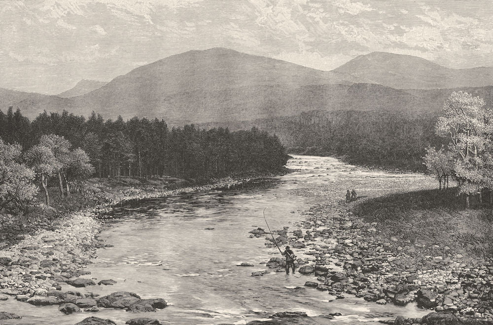 SCOTLAND. View from the Old bridge. Invercauld, Braemar 1901 antique print